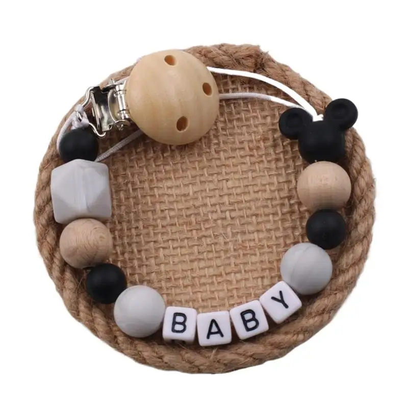 Personalized Mouse Baby Pacifier Clip, Custom Name Silicone Dummy Chain, BPA Free Soother Holder, Newborn Baby Shower Gift