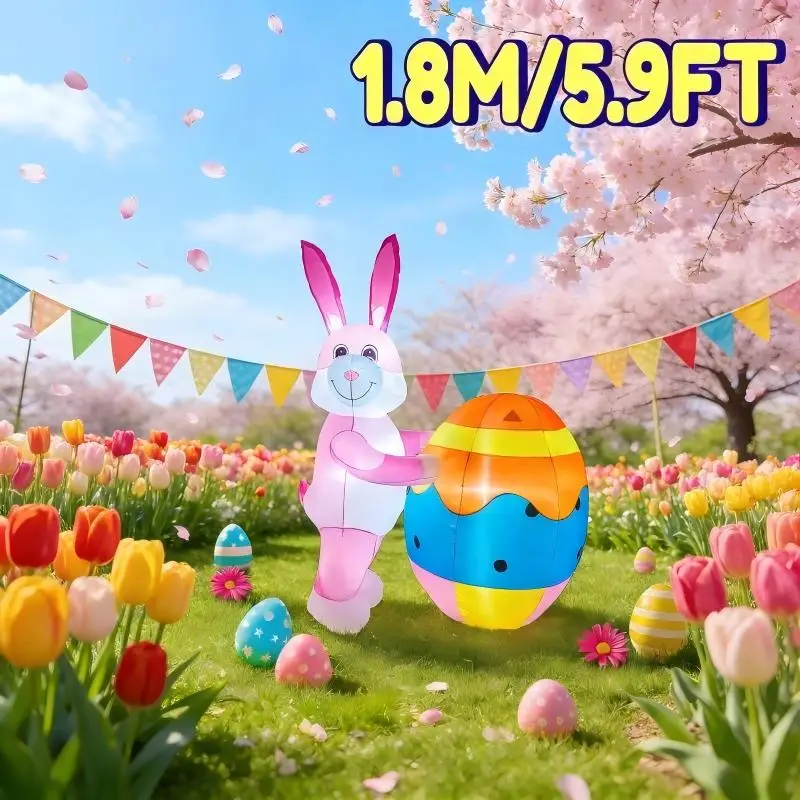 

1,8 м/5,9 футов Пасхальный фестиваль DIY украшения надувная модель кролика поддержка пасхальное яйцо праздник сад двор открытый светодиодный светильник декор