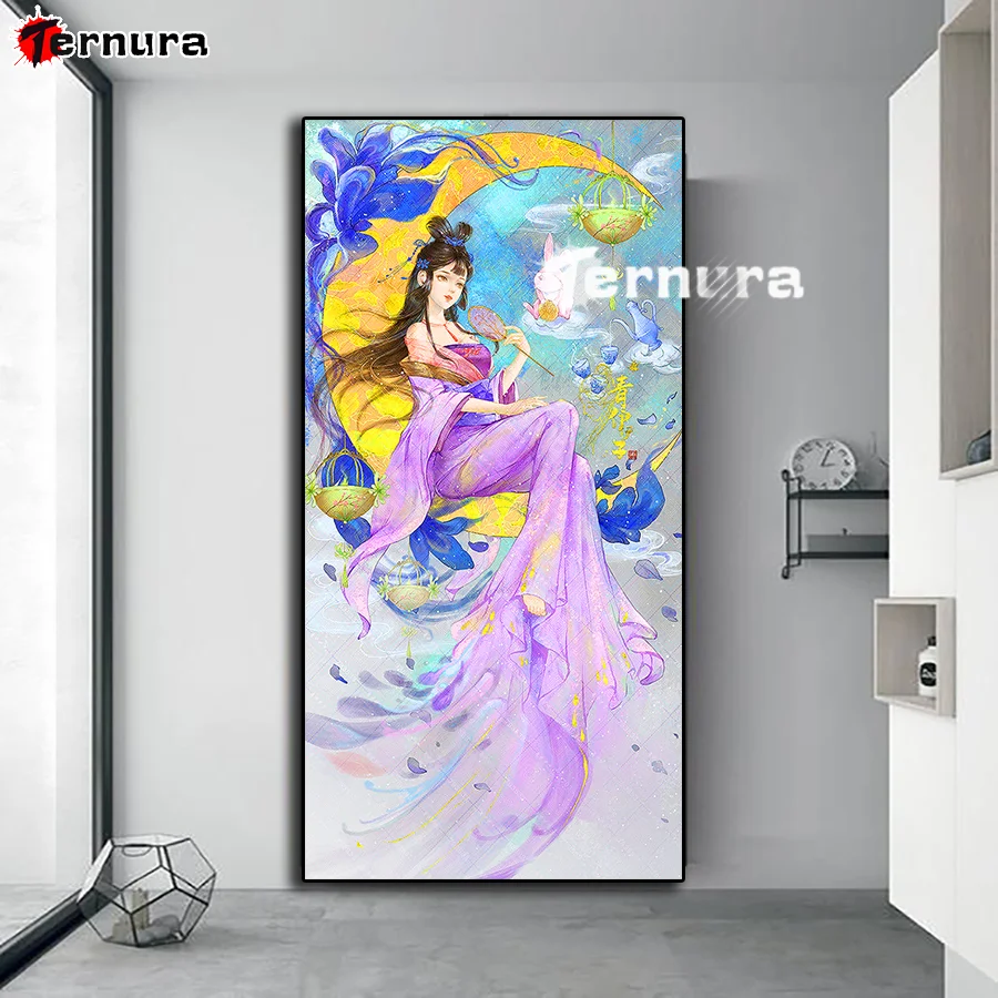 Diamond Painting Oriental fantasy woman Full Drill Square Mosaic Cross Stitch Handmade Chang'e Moon Rabbit DIY Embroidery Gift