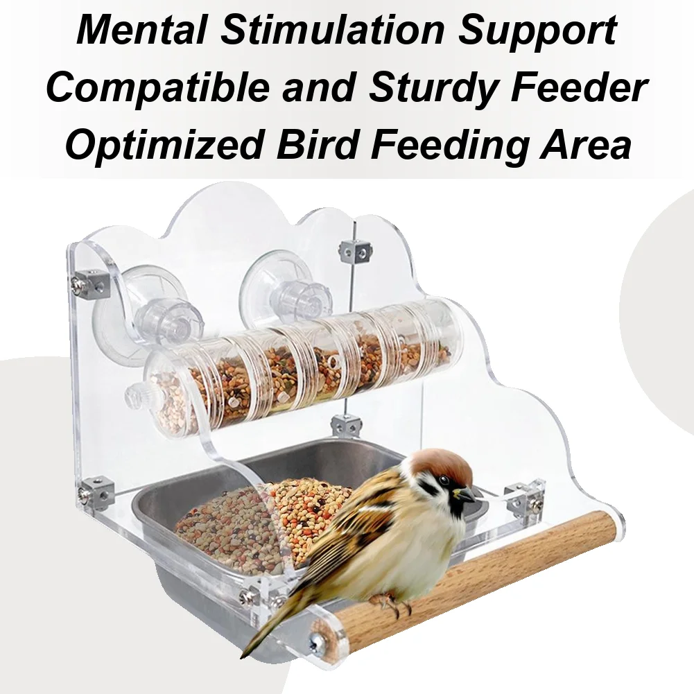 

Кормушка для птиц, прозрачные товары для домашних животных со стальной миской, клетка для попугаев, кормушка для воды, поднос для корелл, неразлучников, волнистых попугаев