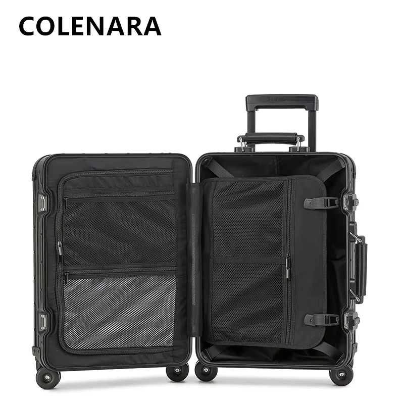 COLENARA  Suitcase on Wheel All-aluminum Magnesium Alloy Boarding Box Men's Business Trolley Case 20
