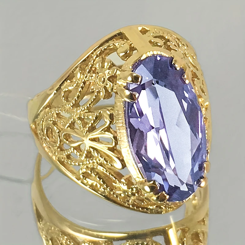 Huitan Opulent Wedding Ring for Purple CZ Exquisite Graceful Finger Accessory for Women Trendy Modern Temperament Party Jewelry