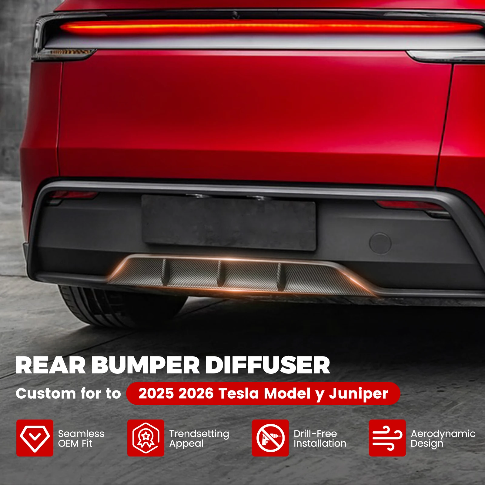 テスラ モデルY ジュニパー 2025年式 車用リアバンパースポイラーリップ テスラ新型モデルYリアディフューザー 車外装アクセサリー