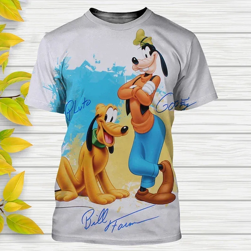 2024 جديد ديزني جوفي ثلاثية الأبعاد طباعة تي شيرت الكرتون الشارع الشهير الرجال النساء تيز القمم أطفال بنين بنات موضة عادية تي شيرت
