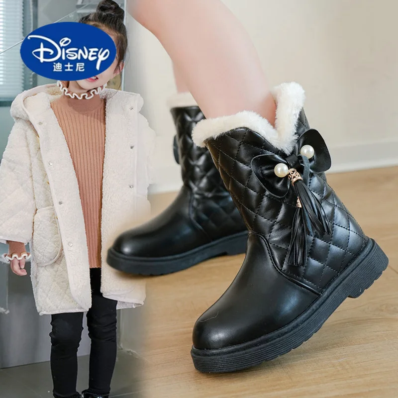 أحذية ديزني للفتيات الشتوية 2025 |   أحذية الثلوج مبطنة بالصوف |   أحذية الأميرة للأطفال الصغار والأطفال