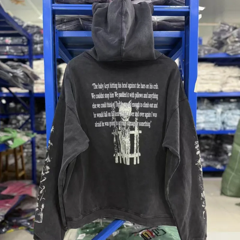HKSH Spring Autumn New Men Tide Chic Ins Dark Punk Vintage Distressed Washed Frayed Hooded Sweatshirt Women Trend Hoodie HK28214