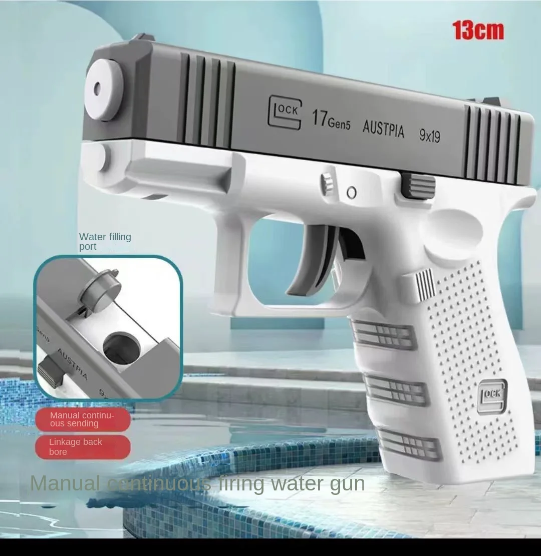 Water Gun Glock Pistol Shooting Toy Full Automatic Outdoor Beach Gun Summer Water Beach Toy forKids Boys Girls Adults