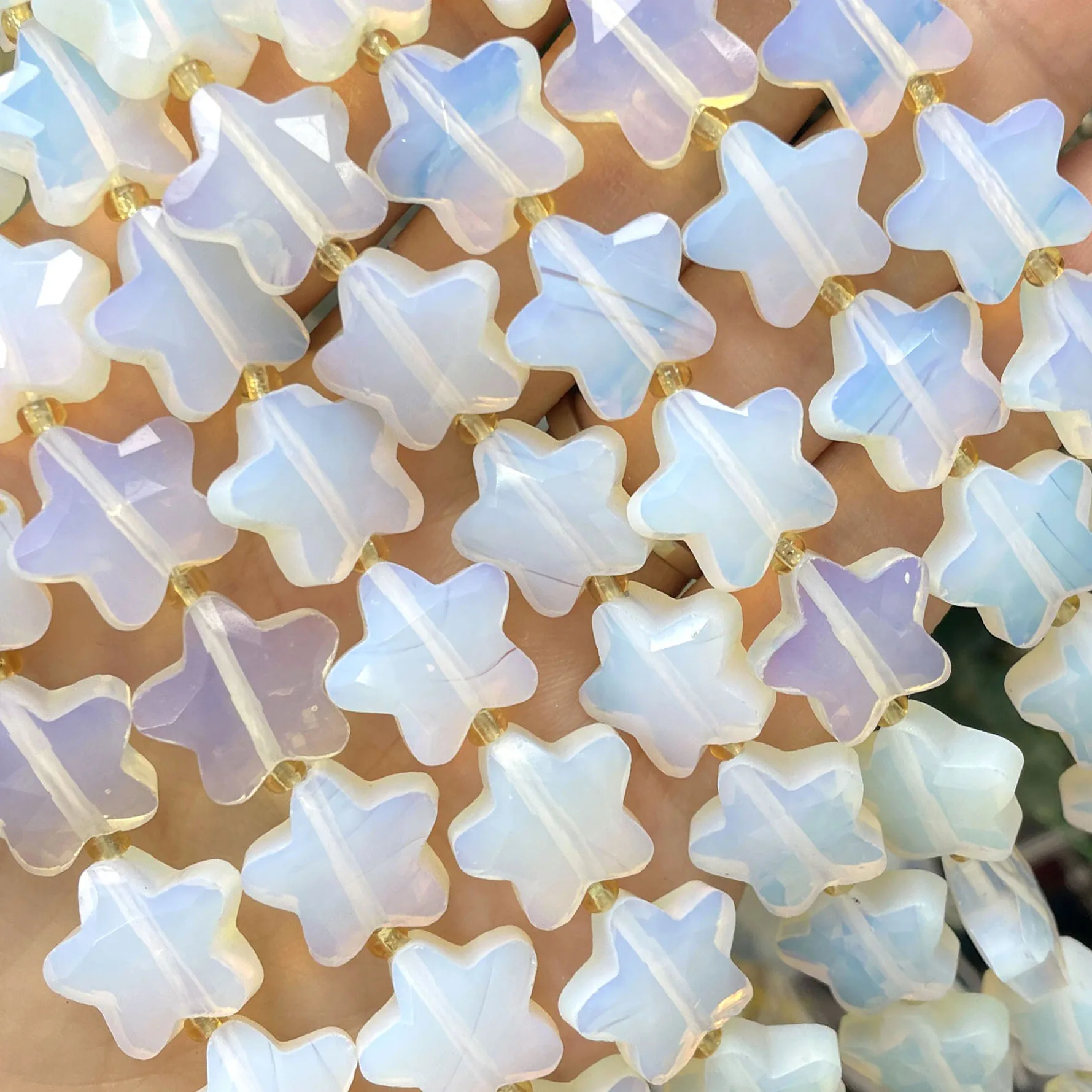 Natürliche Steinperlen in Sternform, facettiert, gelbe Jade, lose Perlen für Schmuckherstellung, DIY-Armband, Halskette, Ohrringe, Accessoires – Detail 6