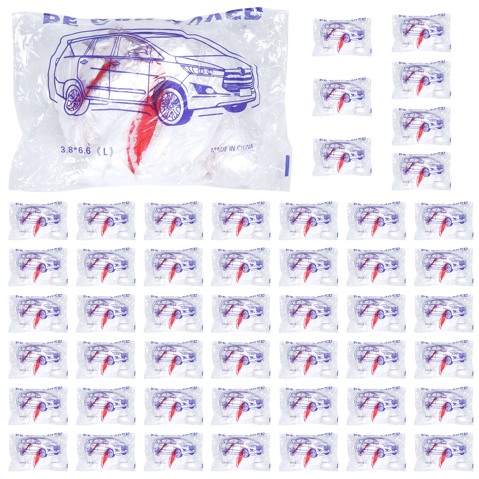 

50 упаковок одноразовых пластиковых чехлов для автомобилей от снега с эластичной лентой (12,5x21,6 футов) для внедорожников, седанов и других моделей