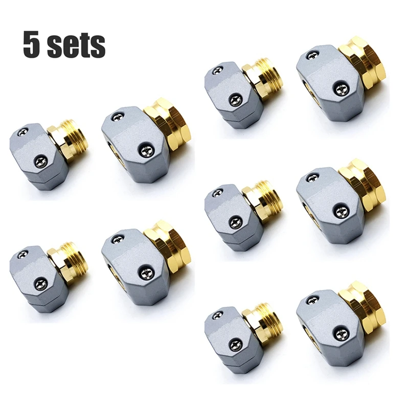 

5 Sets Garden Hose Coupler Water Bandit Hose Connector Hose Repair Fittings For 3/4 Inch Or 5/8 Inch Connector Set