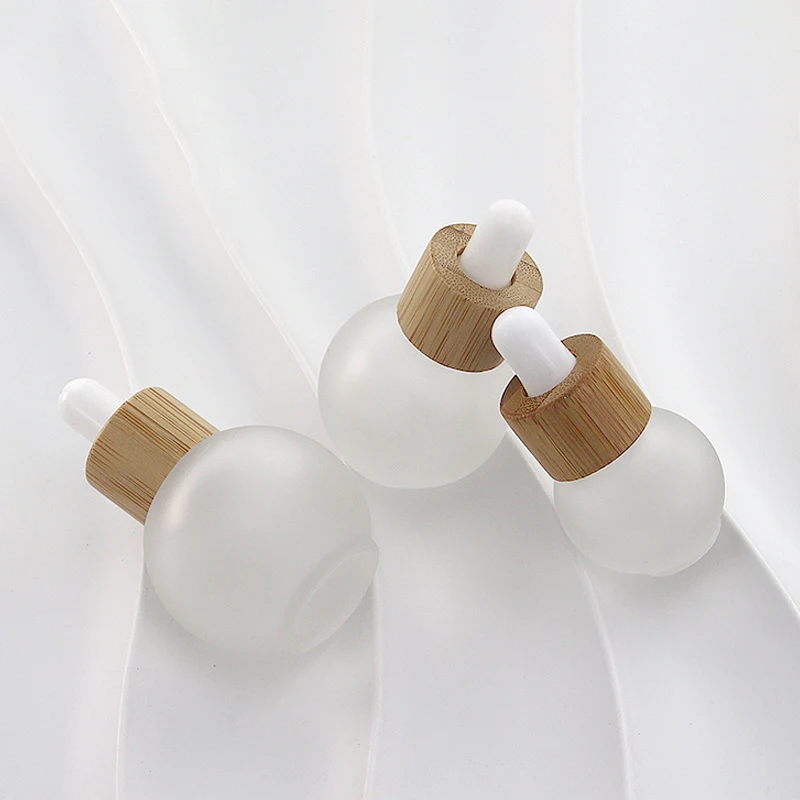Mini Garrafas Conta-gotas De Vidro Vazio, Óleo Essencial, Garrafas Difusor De Aromaterapia, Tampão De Madeira De Bambu Natural, 20ml, 30ml, 50ml, 1Pc