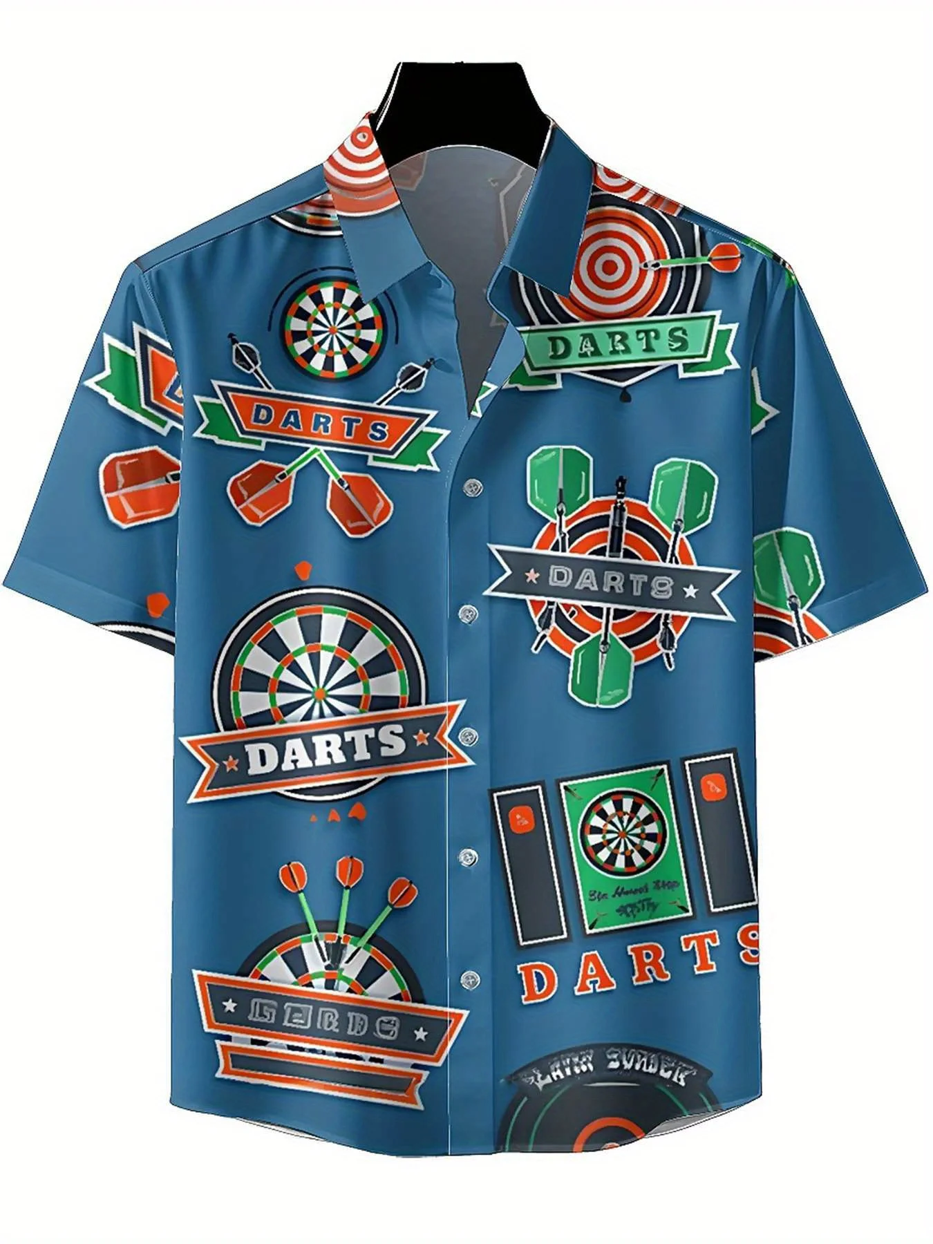Men's Plus Size Hawaiian Shirts Darts and Frisbees pattern, Summer Casual Tops, Suitable for Outdoor and Party, Streetwear