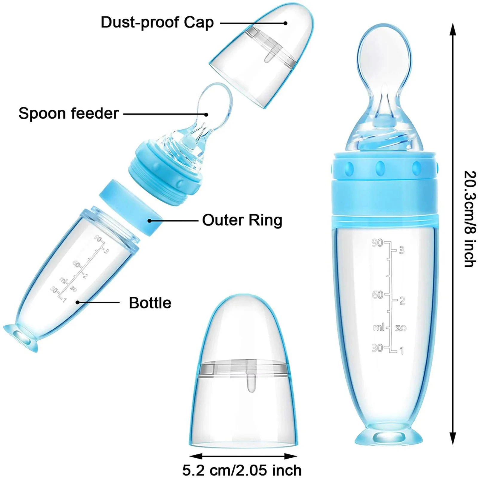 Botella de silicona deprimible para alimentación de bebé, cuchara de alimentación segura para niños pequeños, botella de leche, alimentador de entrenamiento, suplemento alimenticio