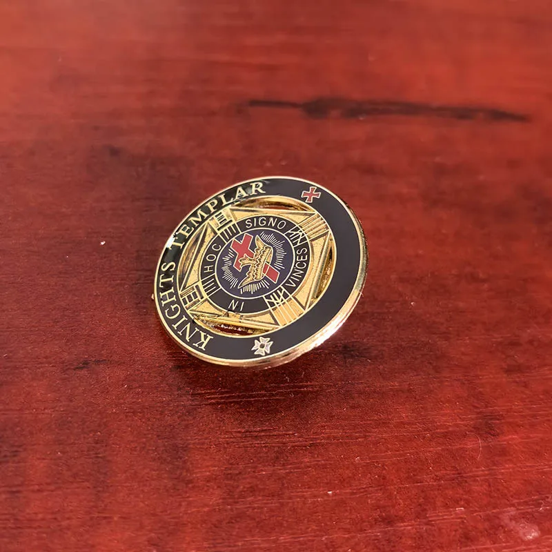 

100pcs Delux Knight Templar Large Custom Lapel Pin Masonic Free Masons Round Enamel Brooch and Pins Masonry Metal Badge Masons