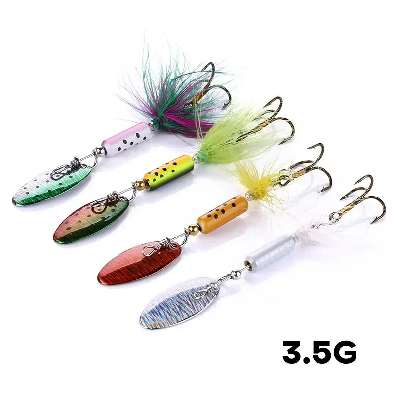 1pcs Spinning Sequined Baits 65MM 3.5g Fishing Feather Hook False Bait Lure Baits Fishing Tackle Baits Crank Bait Bass Wobbler