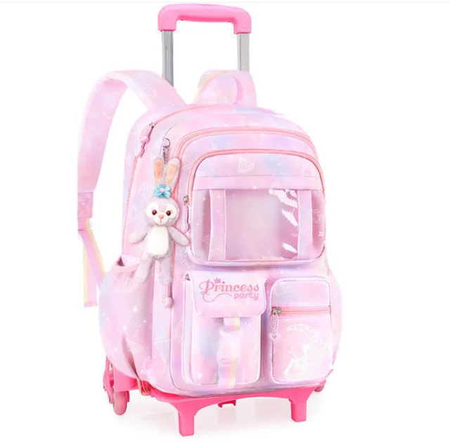 School Rolling backpack Bags school wheeled backpack for girls kids School trolley bag for girls school bag wheels for girls 3 Trolley School Backpack with Wheels for Girls – view 3