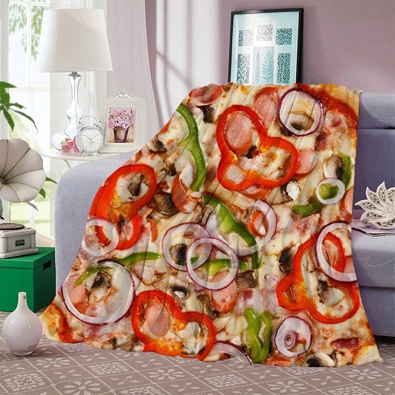 

Soft Warm Flannel Party Food Pizza Blanket Airplane Travel Portable Winter Throw Blanket Home Decor Fashion Quilt