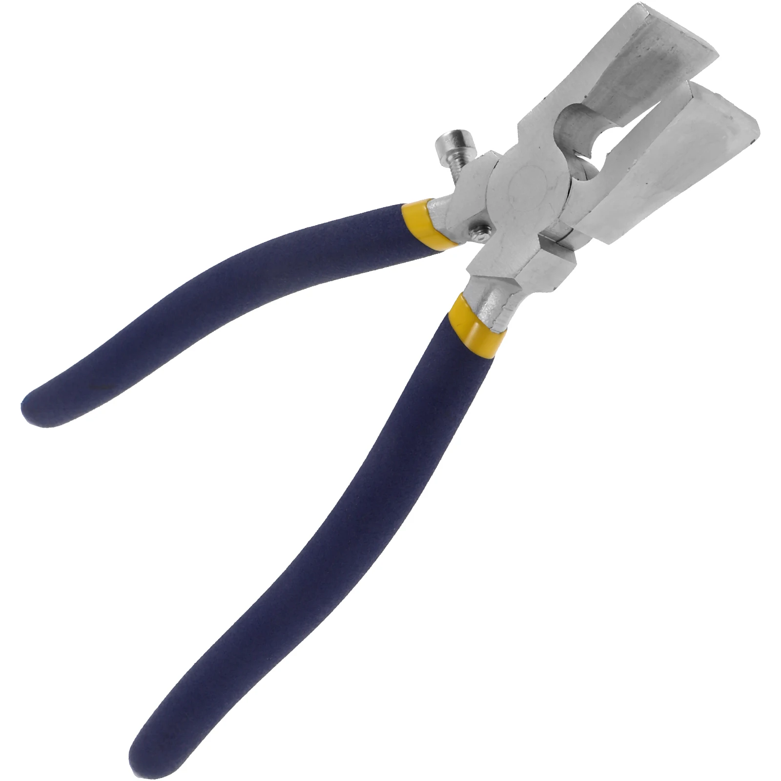 

8 Inch Glass Breaking Pliers Flat Jaws for Colored Stained Glass Cutting Tool Blue Yellow Handles Metal Running Pliers