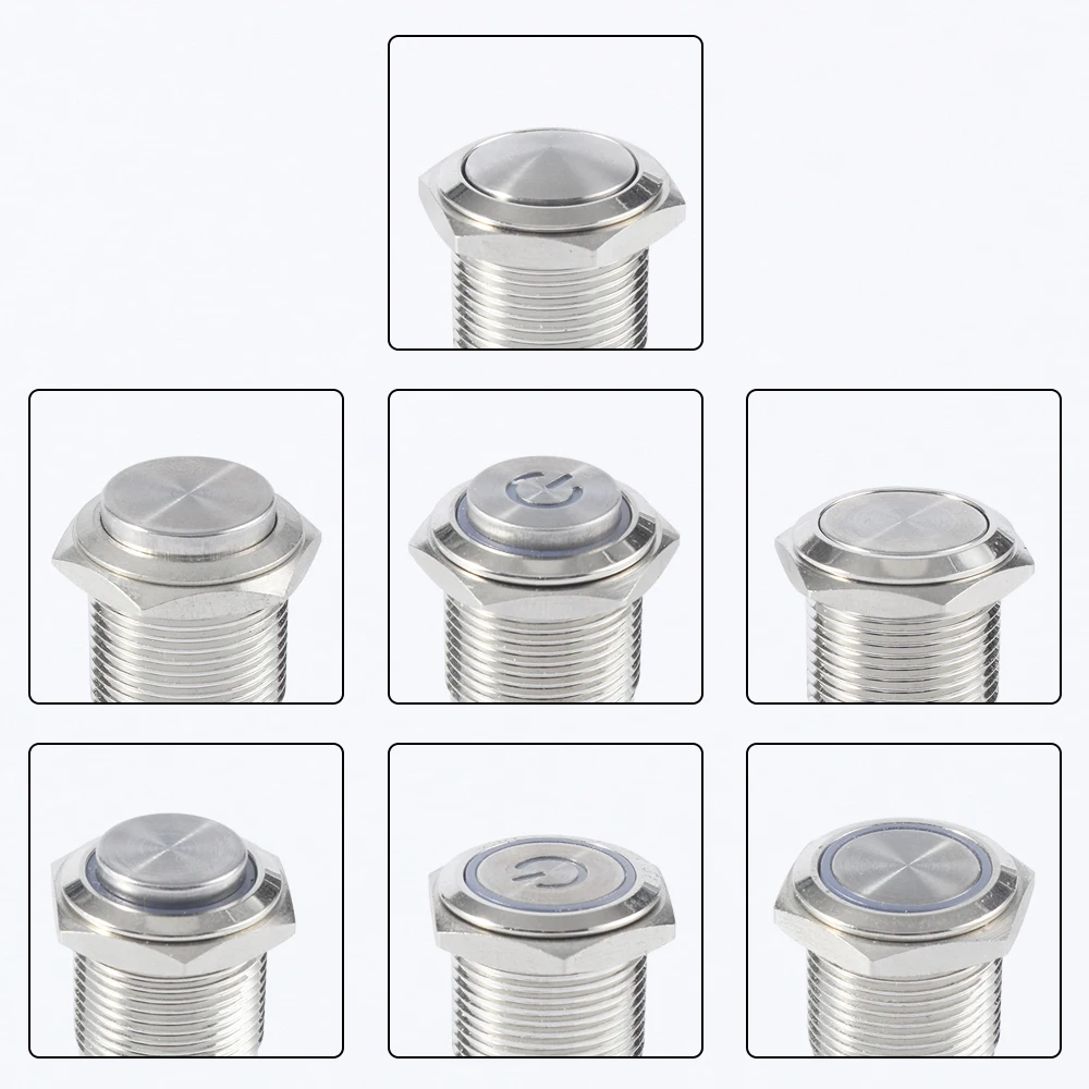 16mm Push Button Switch Latching Momentary Metal Power Press Push Button LED Waterproof 5v 12V 220V Bell Ring Car Engine