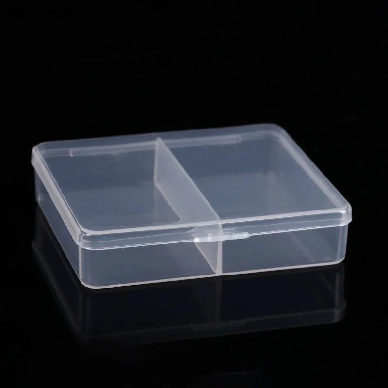 【ZYAH】5Pcs 2-compartment Square PP Clear Tool Storage Box Jewelry Beads Container Power Tools Box Sundries Organizer Case