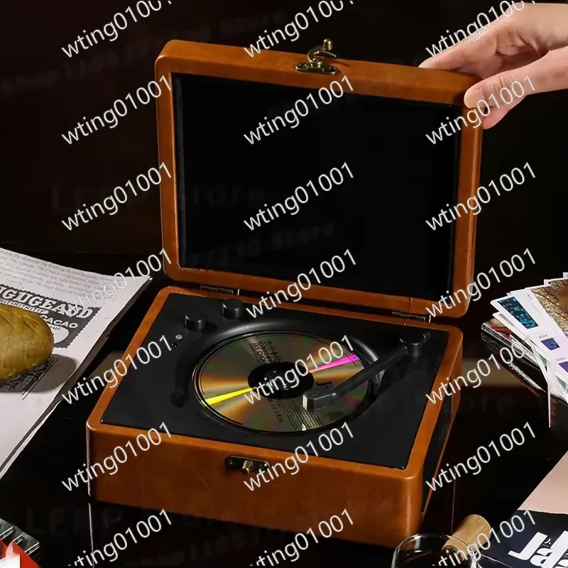 for Retro CD Player with BT Wireless Speaker Portable Audio System Vintage Album Disc Reader Ideal Birthday Gift for Music