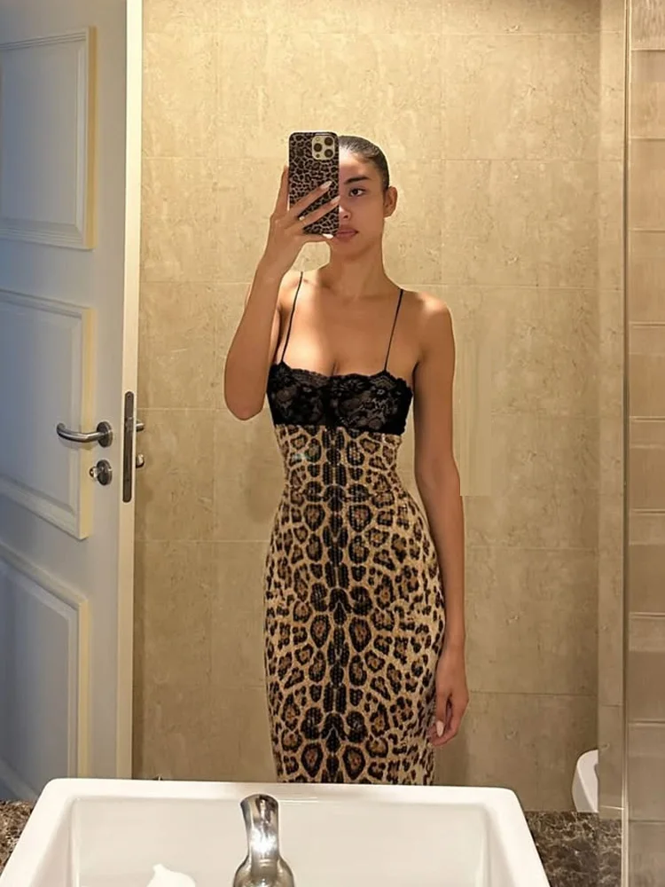 Lace Patchwork Maxi Dresses For Women Fashion Sexy Streetwear Straps Sleeveless Slash Neck Side Split Long Vestidos Robes Female