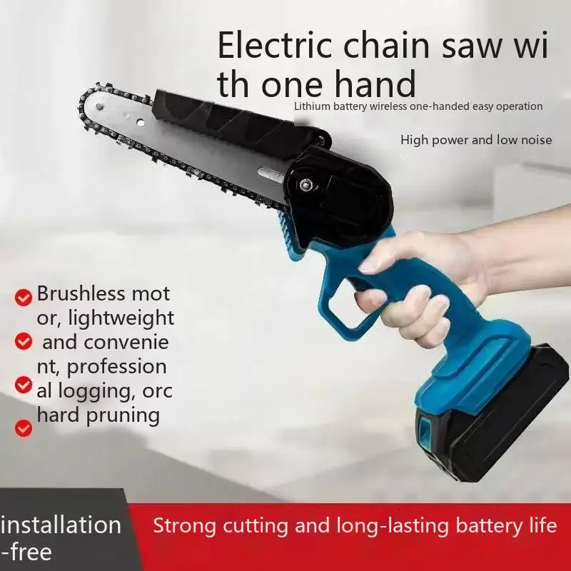 

6 Inch Chain Saw Electric Saw Handheld Portable Wood Logging Chainsaw Garden Pruning Wood Power Tool for 18V Battery