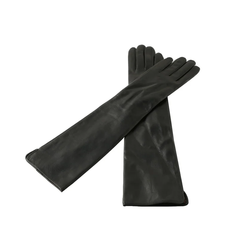 45CM Genuine Leather Long Gloves Genuine Sheepskin Long Gloves Women\'s Winter Warm velvet Lined  Fashion