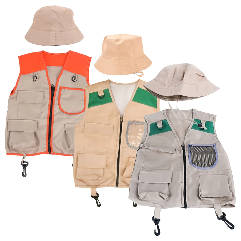 Children Major Explorer Adventure Kit with Vest and Hat Sets Ideal for Outdoor Exploration Performances Role Play Stylish Design