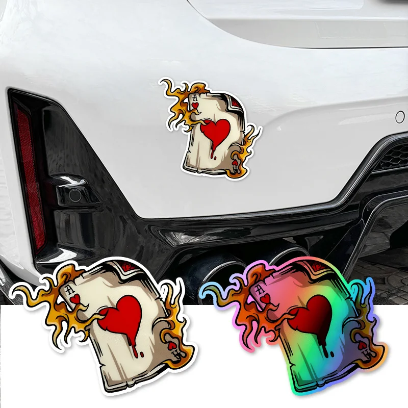 

1PC Flame Ace of Hearts Car Motorcycle Sticker Set Bold Style Auto Moto Decal