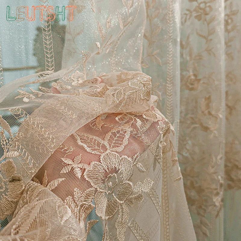 

Luxury Style Embroidered Window Screen Living Room Bedroom Bay Window Villa Floor-to-ceiling Window