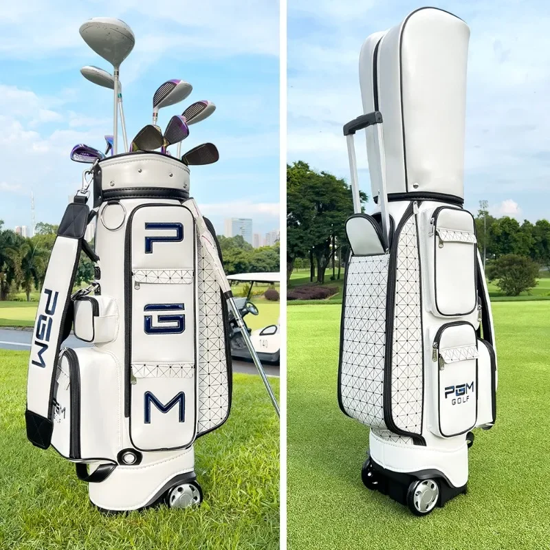 PGM Wheeled Golf Bag PU Water Resistant Telescopic Handle Large Capacity Golf Cart Trolley Bag QB036