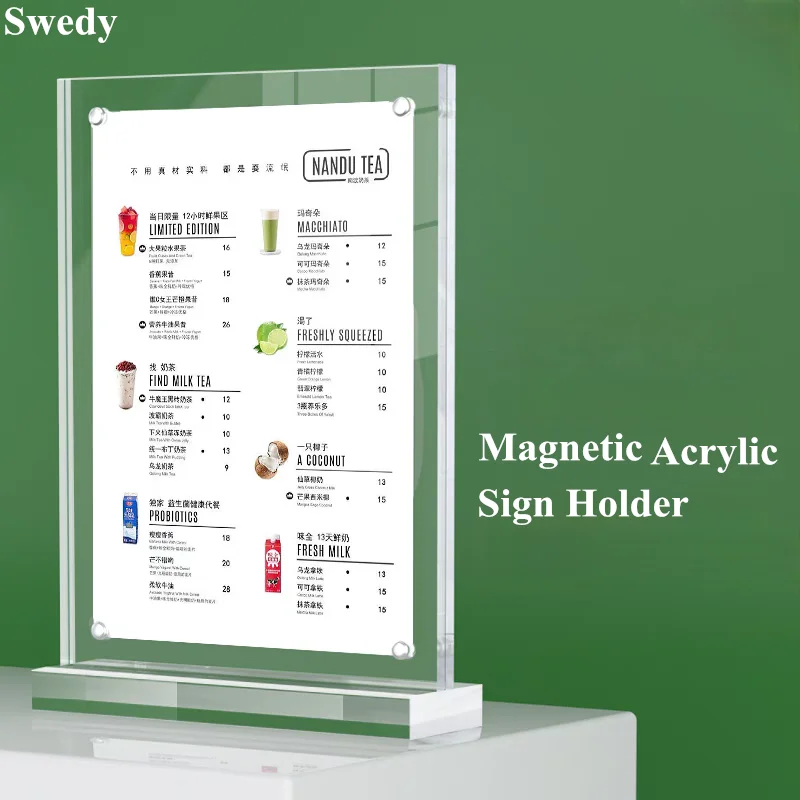 A5 148x210mm Magnetic Acrylic Sign Holder Display Stand Menu Paper Holder Price Label Card Tags Photo Picture Poster Frame