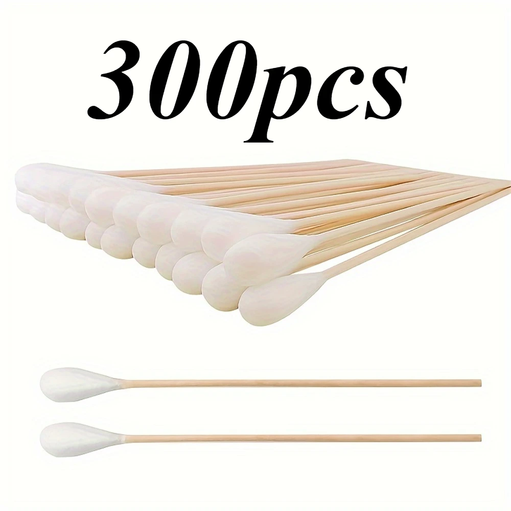 100/300 Stück 6 Zoll lange Wattestäbchen mit Holzgriffen, Applikator mit Baumwollspitze zum Reinigen, Wattestäbchen, Öl-Make-up – Detail 33