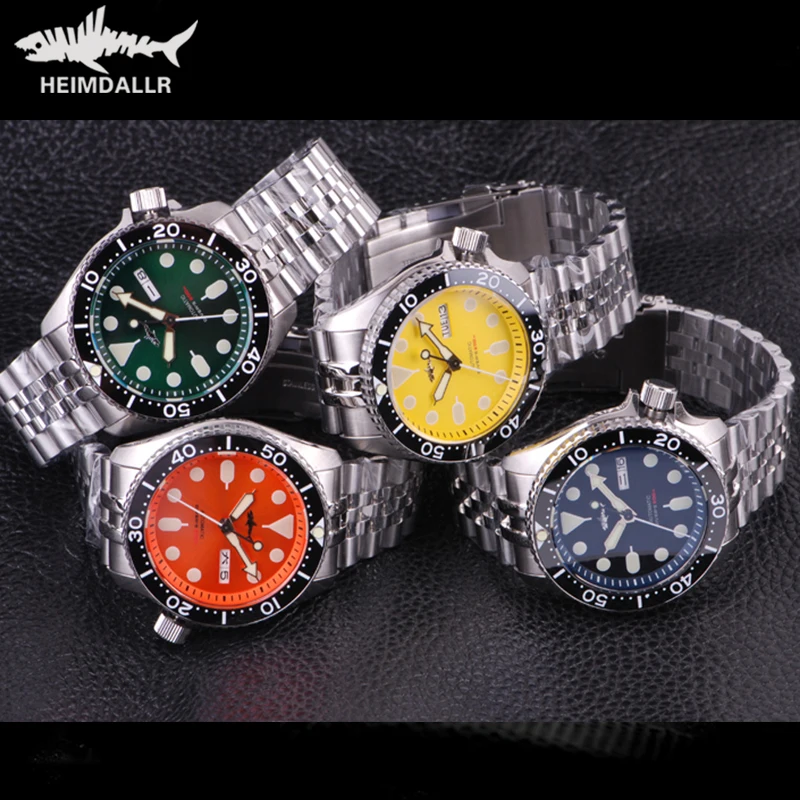 HEIMDALLR Sharkey SKX007 Men Diver Wristwatches Ceramic Bezel Sapphire Mirror Retro Mechanical Watches 200M Waterproof Luminous