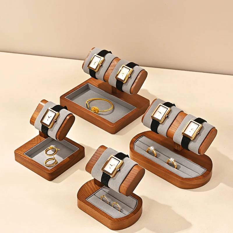 MISHITU T-شكل حامل ساعة مجوهرات خشبية ساعة عرض موقف ساعة تخزين حامل سوار عرض المجوهرات ساعة تخزين الرف