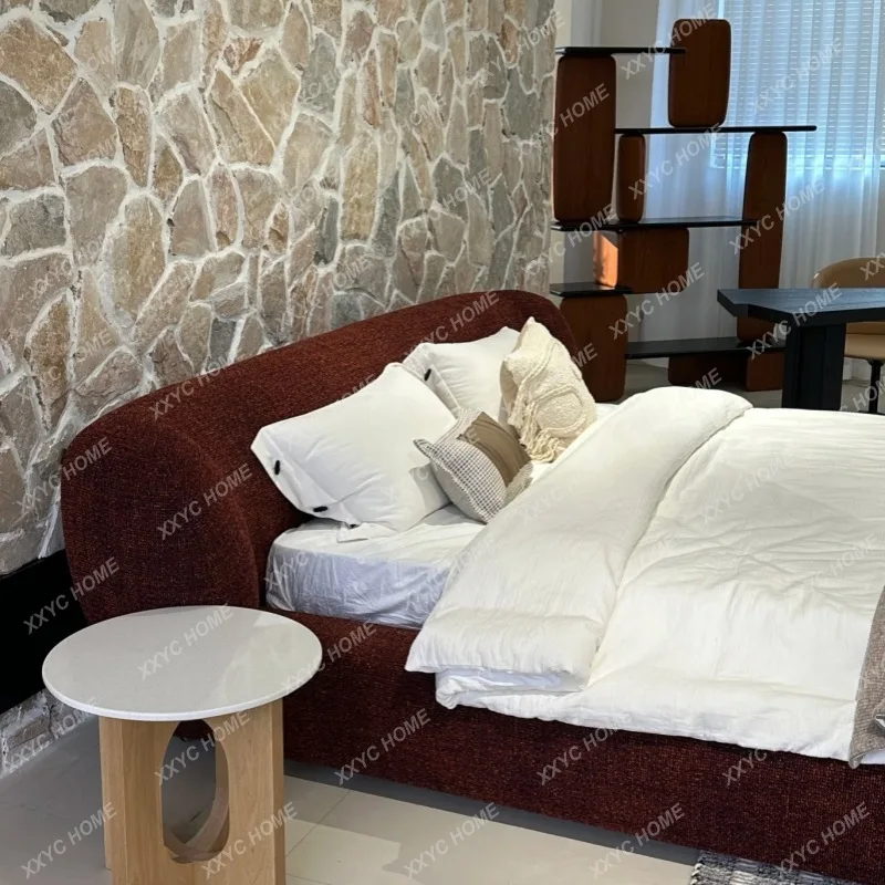 

Двуспальная кровать M Chenier из бархата, кремового цвета, для главной спальни, свадебная кровать, в стиле ретро, легкая роскошь