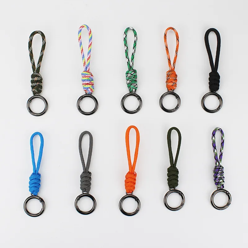 Colorful Weaving Rope Keychain Strong Durable Rope Convenient Zipper Metal Sliders Ring Buckle Useful Keychain Zipper Pull