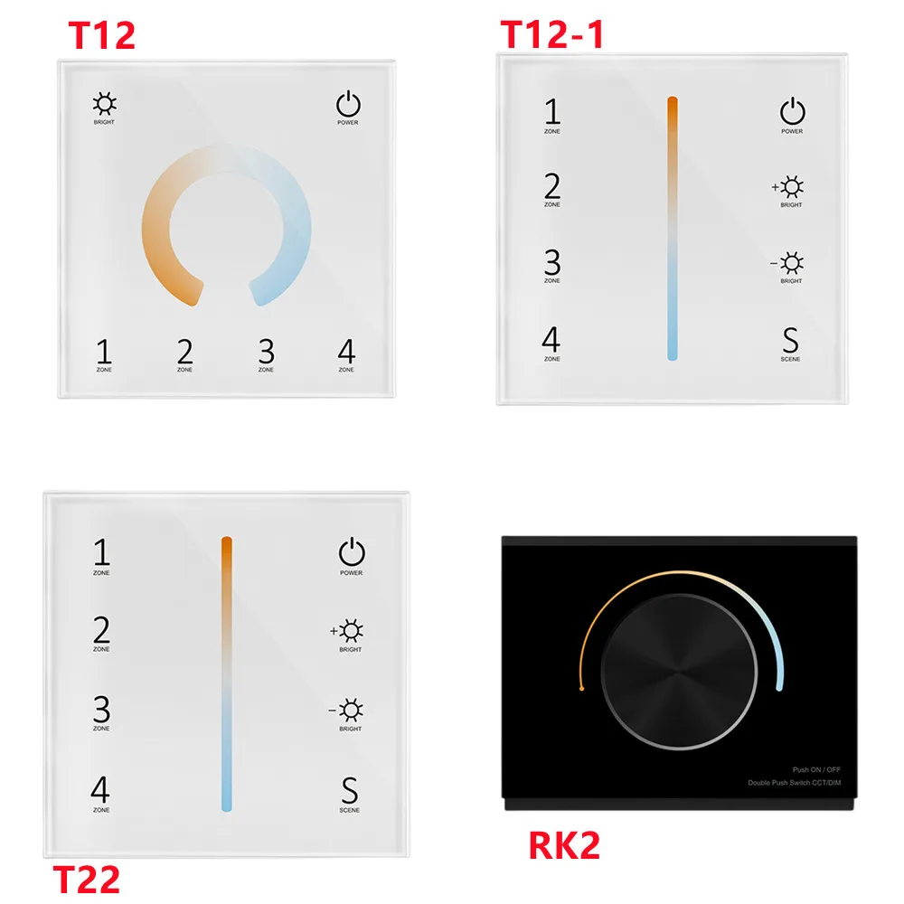 

DC12-24V Wireless 2.4G DMX512 RF master CCT Panel Remote strip controller for dual color /color temperature led strip AC100-240V