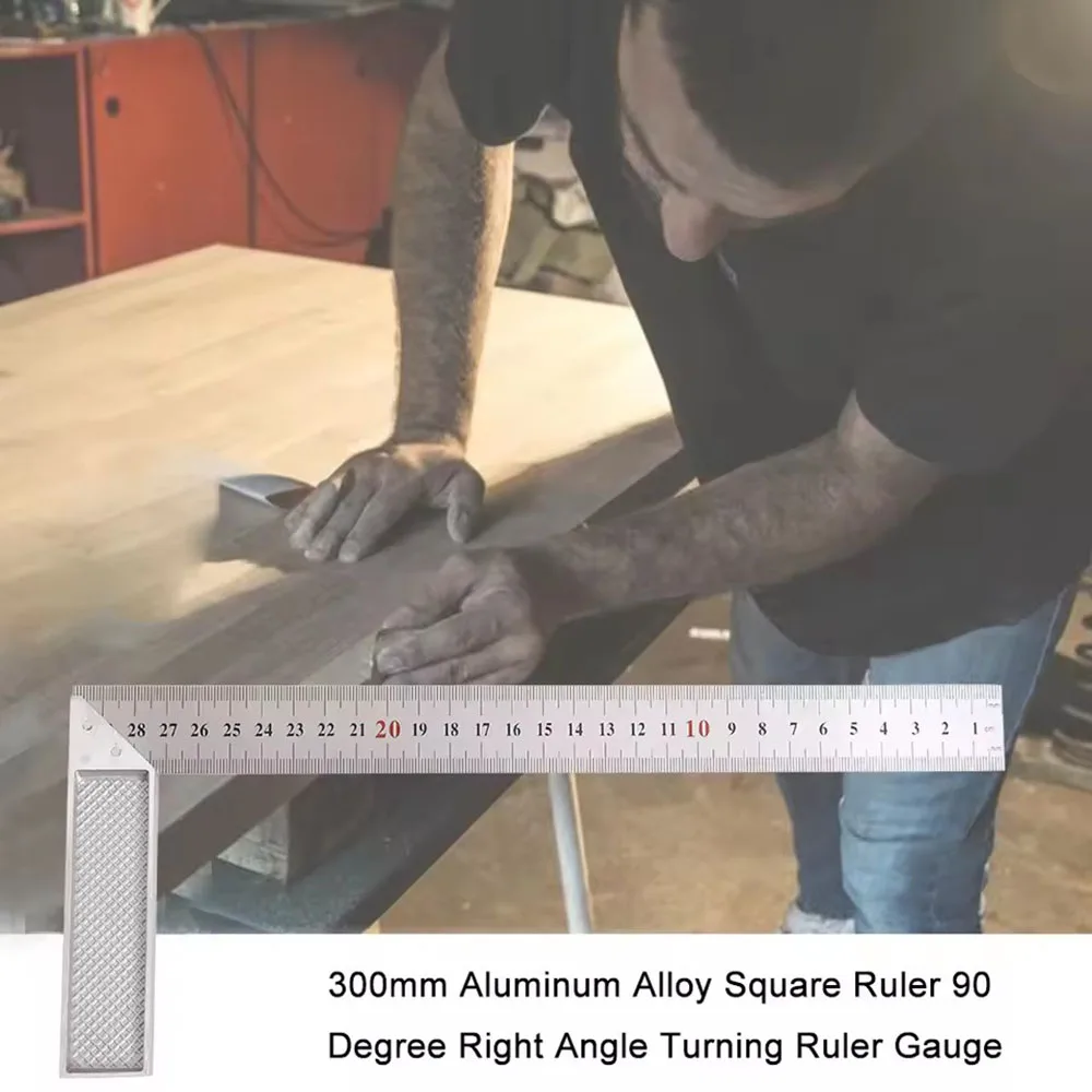 300mm Aluminum Handle with Stainless Steel Scale Right Measuring Angle Square Ruler