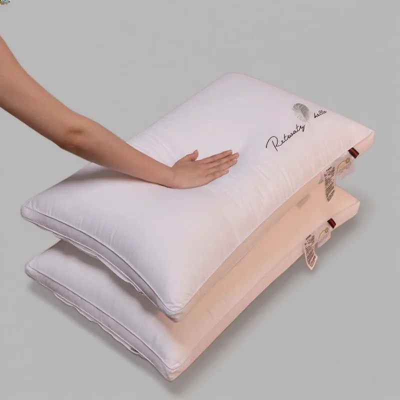 High rebound home hotel soft pillow  48x74cm  1 60S pure cotton pillowcase  high-quality neck protection with pillow core