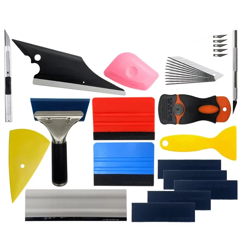 PKWKS 19/31Pcs Carbon Fiber Car Tools Vinyl Wrap Film Sticker Wrapping Auto Window Tint Foil Stick Squeegee Razor Scraper