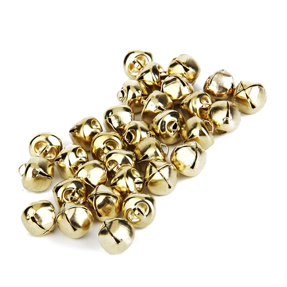 A08I Metal Jingle Bells for Christmas Decoration Jewellery Making Craft 10mm Pack of Approx. 100pcs Golden