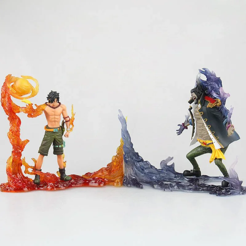 One Piece Anime Figures Doll Toy Flame Ace Versus Blackbeard Darkwater Action Figure Figurine Figuras Kid Toys Brinquedos Home