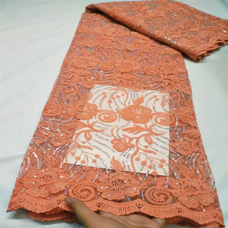 

Высококачественная Роскошная французская тюль с блестками, сетчатая кружевная ткань, африканские блестки, кружевная ткань для нигерийского свадебного платья, стандартное Шитье