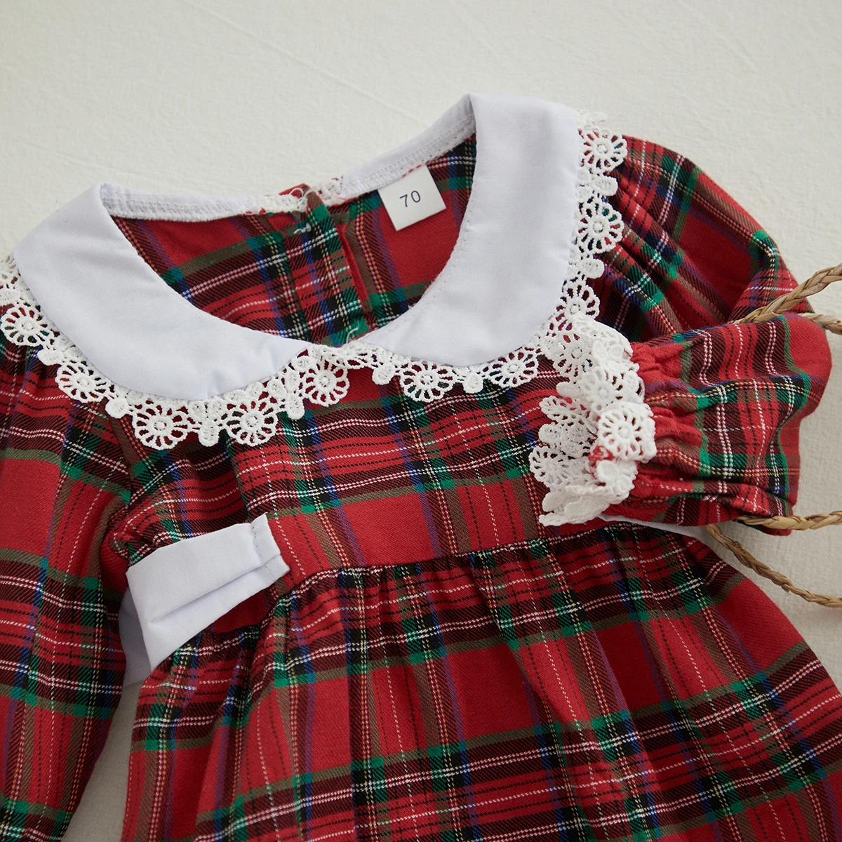 VISgogo Toddler Baby Girl Plaid Christmas Dress Romper Ruffle Red Plaid Princess Dress Xmas Clothes Party Dress Fall Outfits