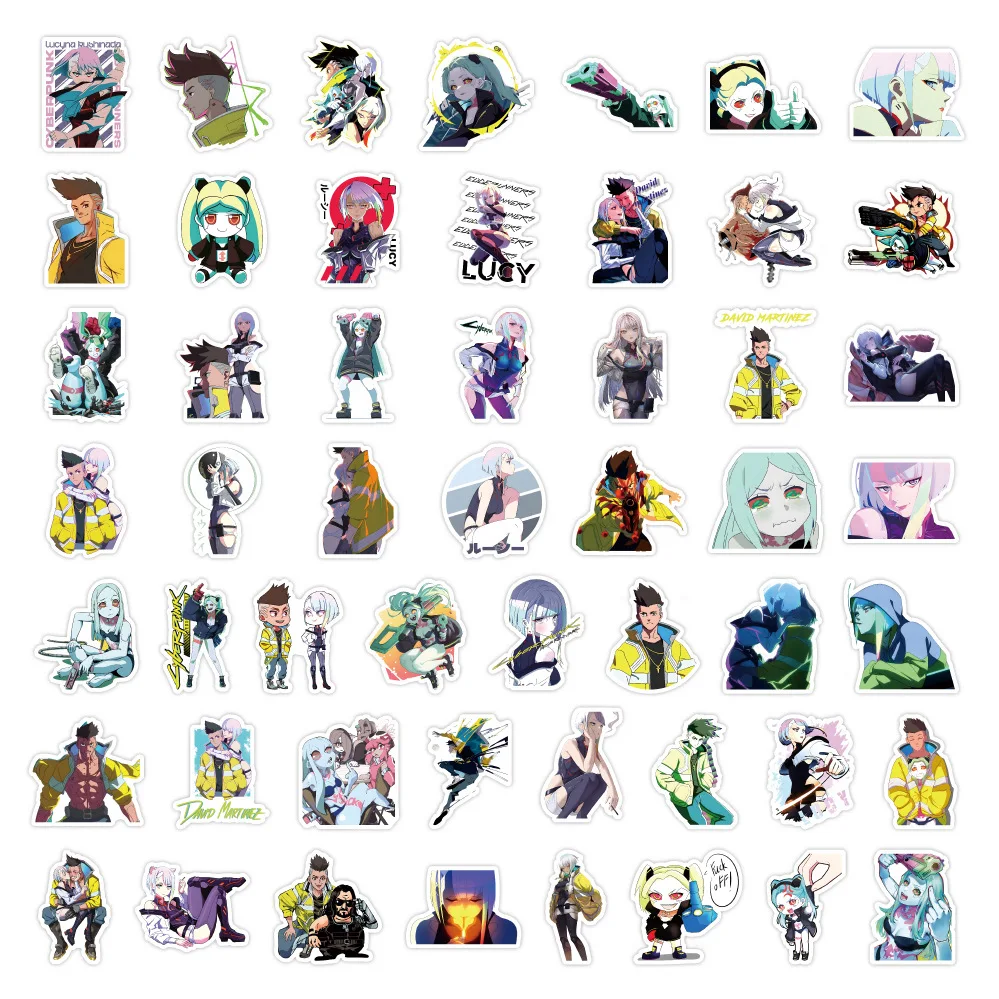 60PCS Cyberpunk: Edgerunners Anime Sticker Water Bottles Laptop Suitcase Scrapbooking Journaling Adults Toy Gifts