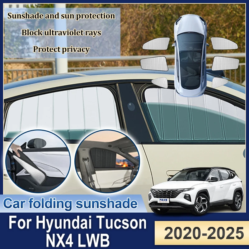 

Солнцезащитные шторки для Hyundai Tucson NX4 (L LWB) 2020-2025: аксессуары для тюнинга, складные накладки на боковые окна для защиты от солнца и обеспечения приватности