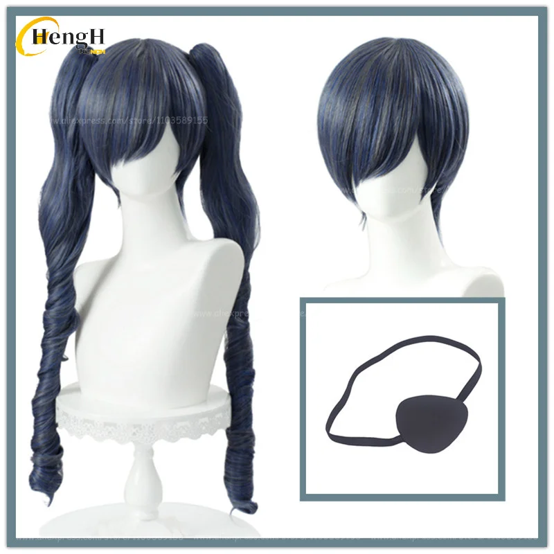 

In Stock Synthetic Anime Ciel Phantomhive Cosplay Wig Unisex 30cm/75cm Blue Grey Wigs Heat Resistant Hair Halloween Party Wigs