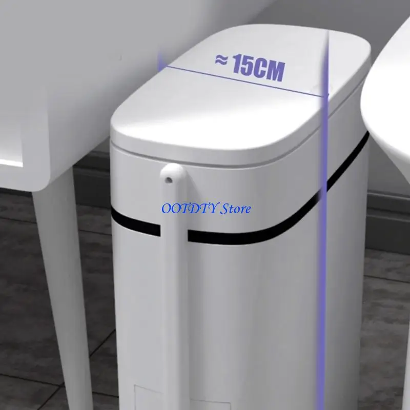 

367A 14L Тонкий мусорный бак для ванной комнаты с держателем для туалетной щетки Прочный и водонепроницаемый держатель для ведра